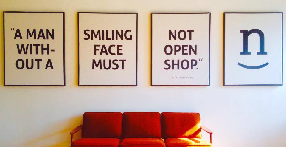 A man without a smiling face must not open shop.