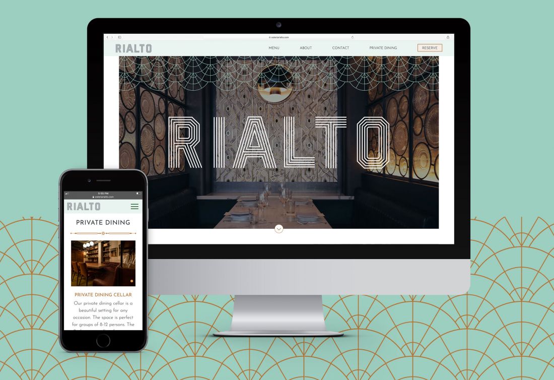 Osteria Rialto restaurant website home page on desktop and mobile devices