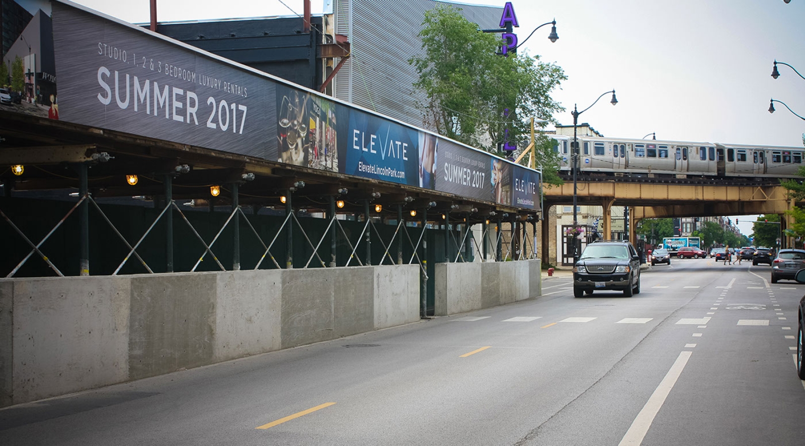 Elevate Lincoln Park Barricade Signage