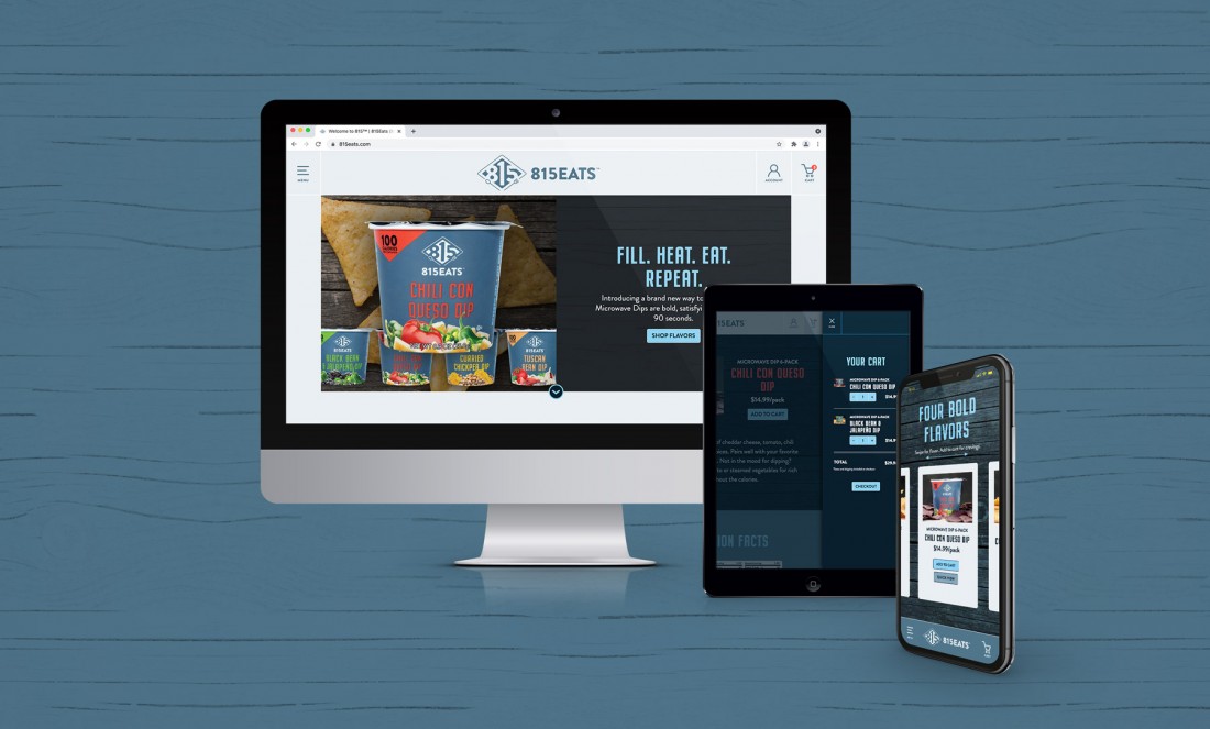 Image of the 815Eats website on desktop, tablet and mobile devices