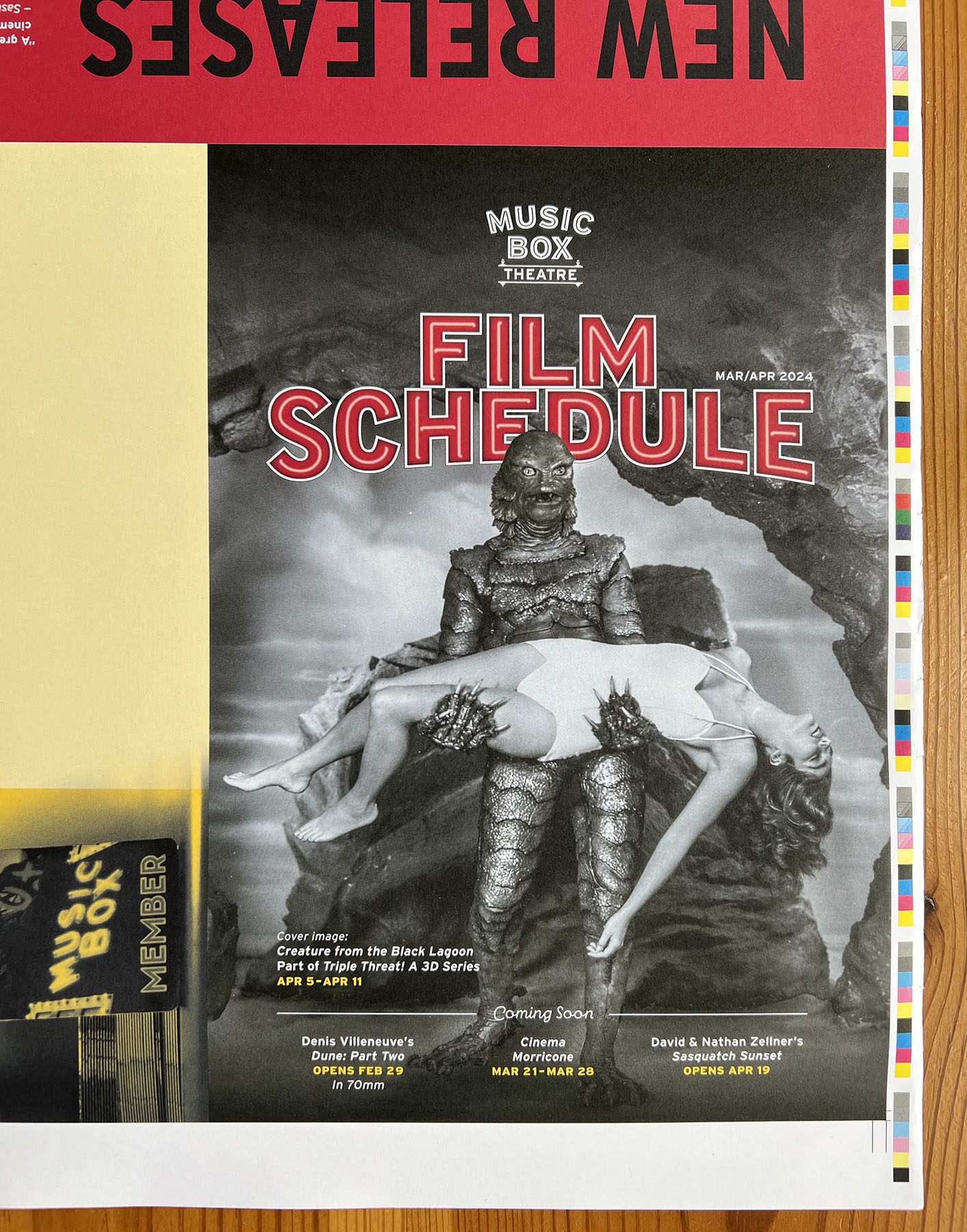 Cover of March/April 2024 film schedule featured Creature from the Black Lagoon.