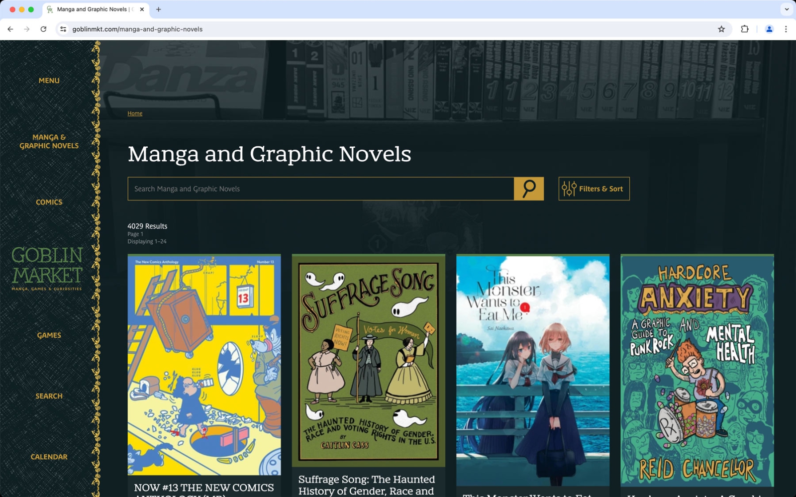 Goblin Market website Manga and Graphic Novels search