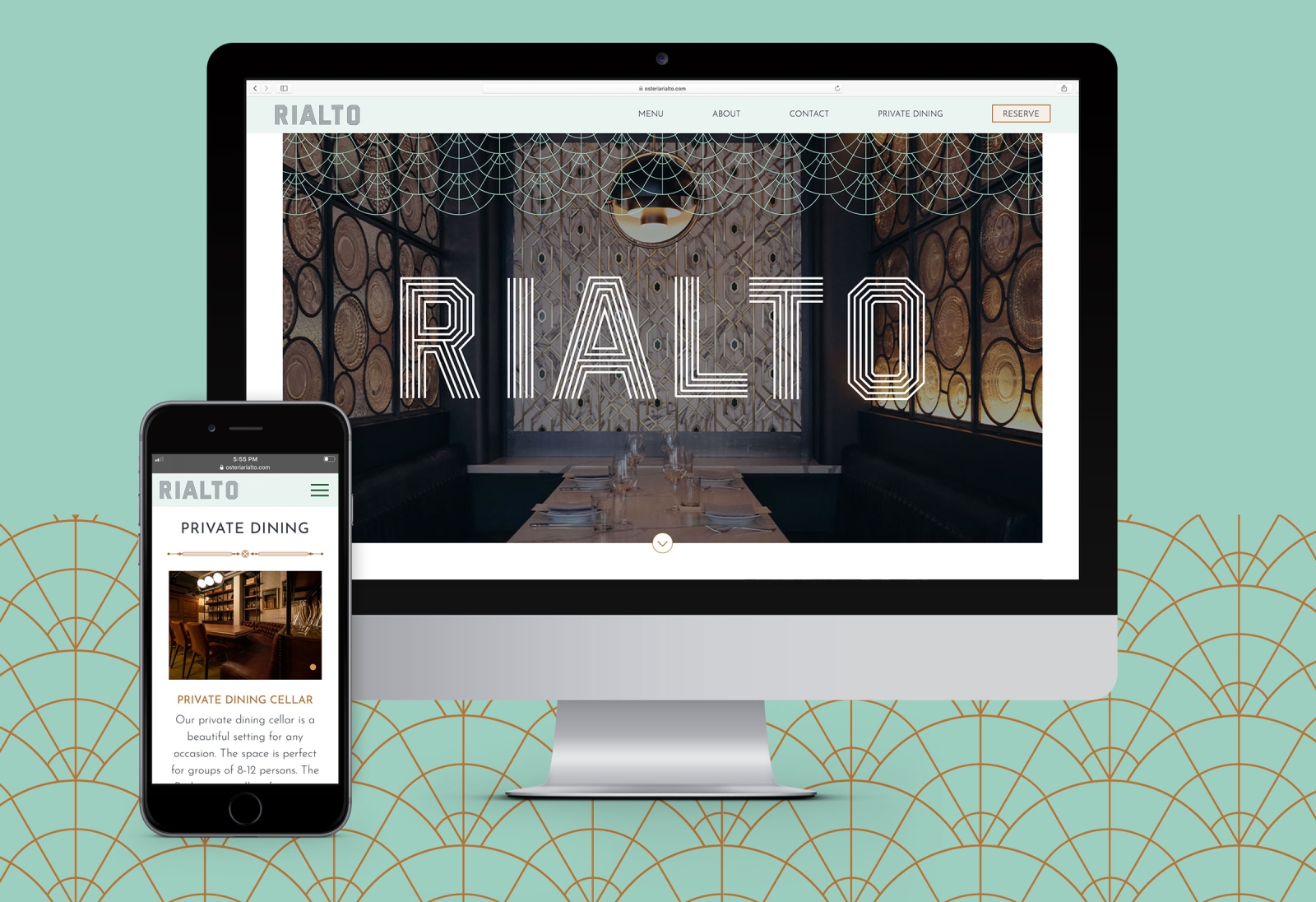 Osteria Rialto restaurant website home page on desktop and mobile devices