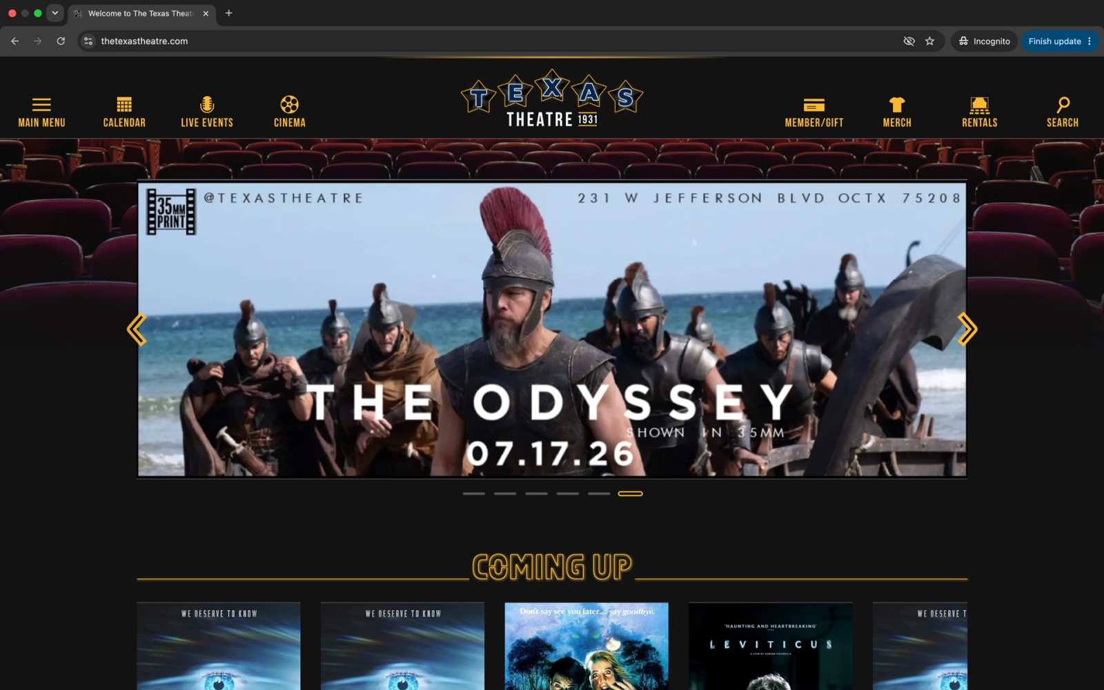 Texas Theatre home page
