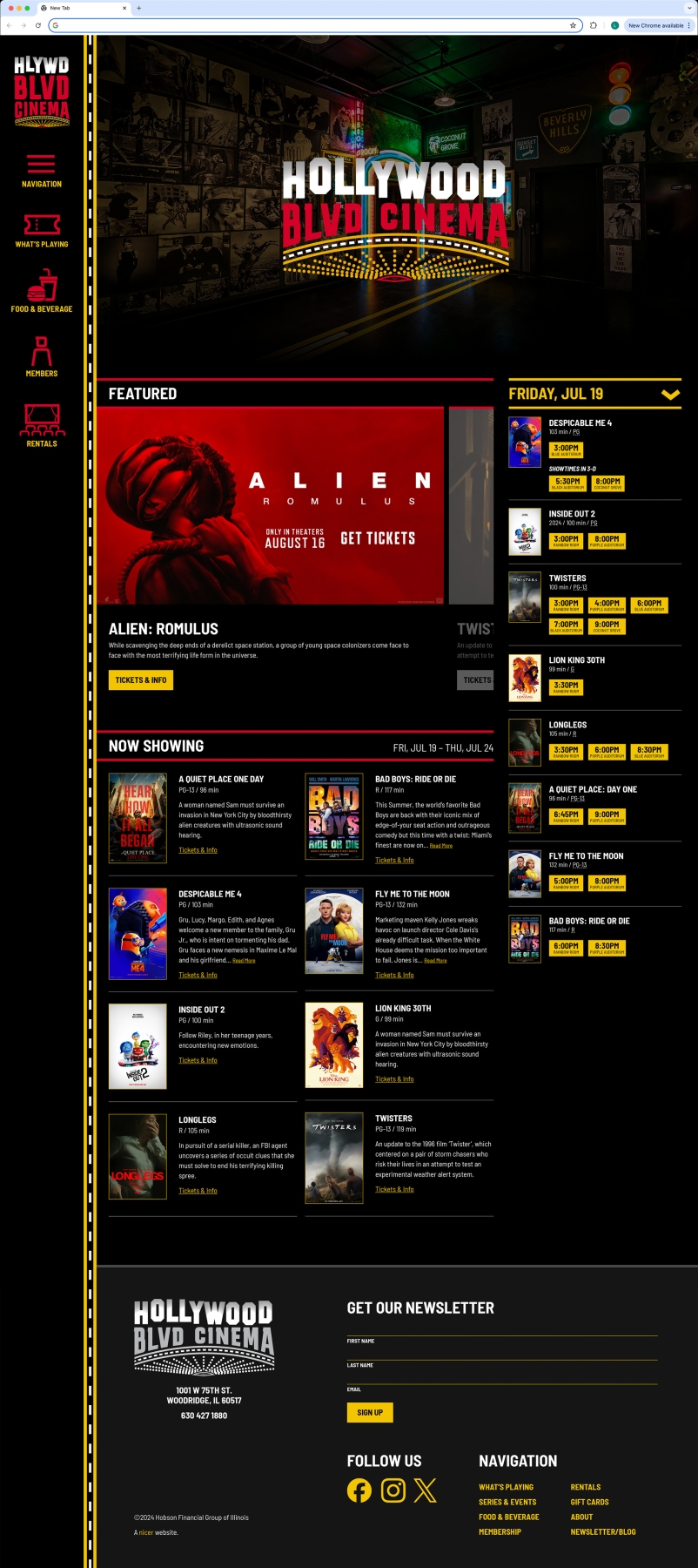 Hollywood Blvd Cinema home page full length