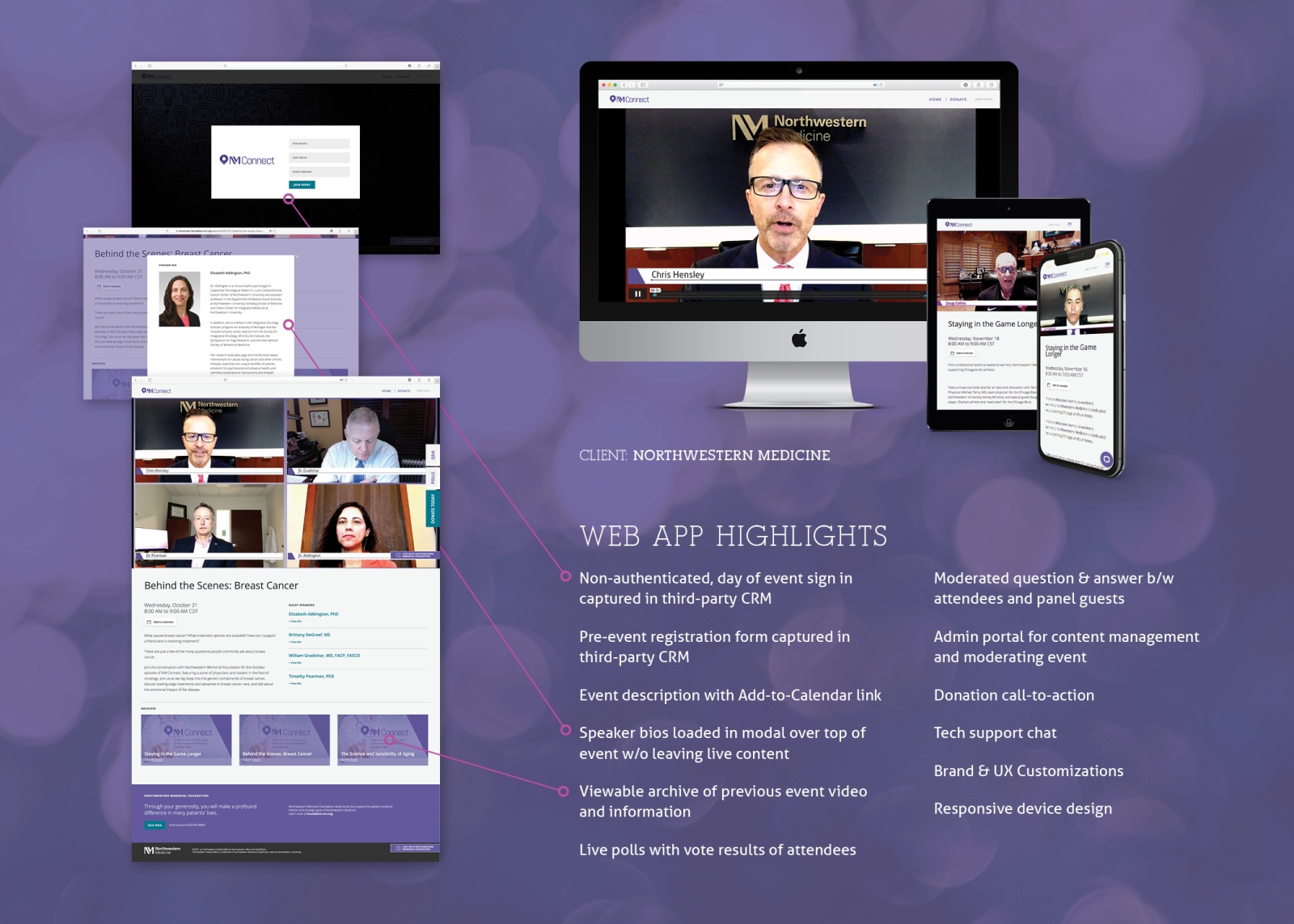 Live event web application for Northwestern Medicine