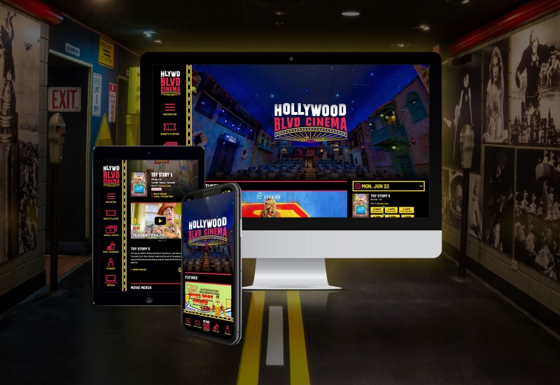 Hollywood Blvd Cinema desktop, tablet and mobile website display